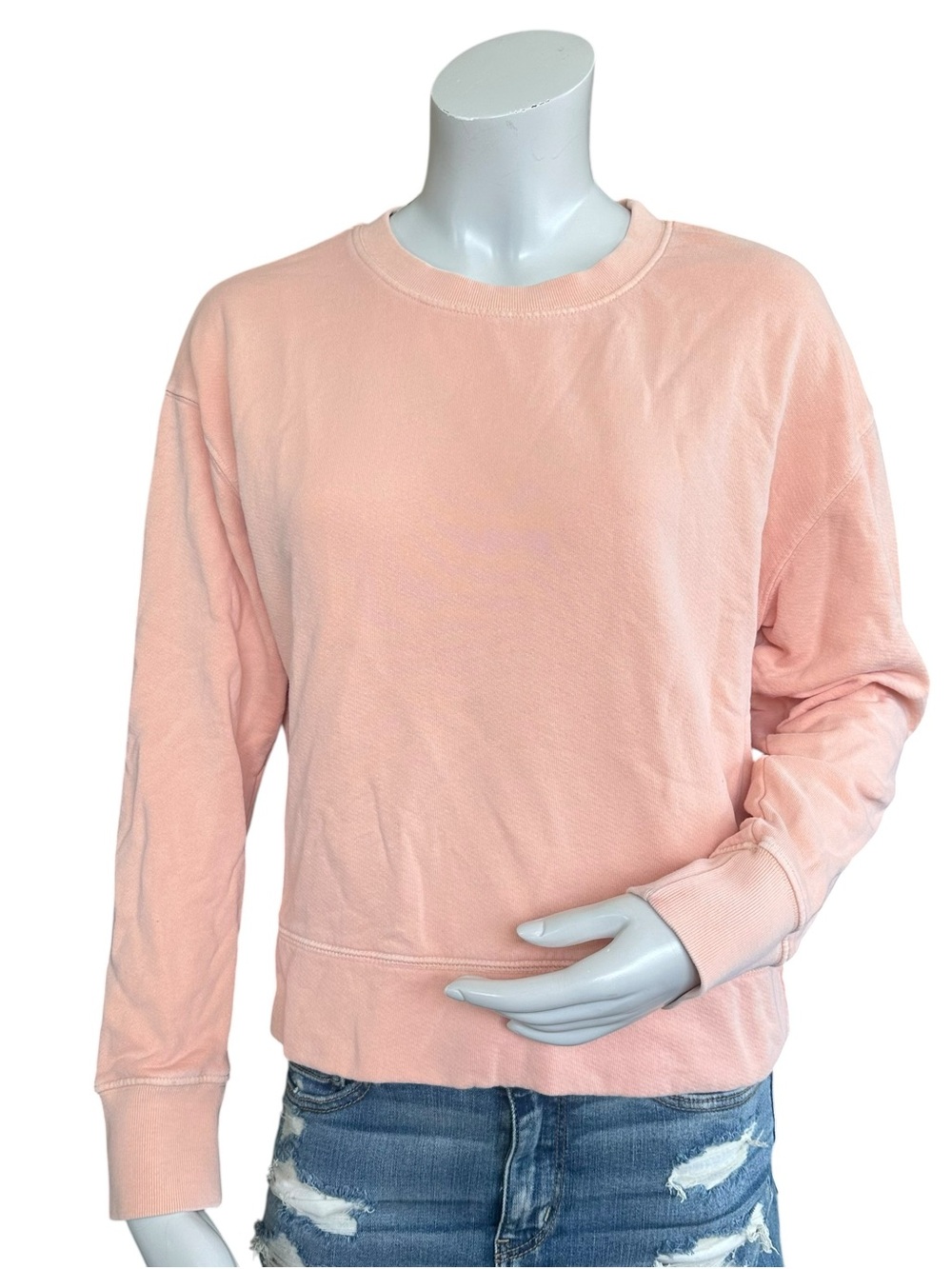PerfectWhiteTee Pale Peach Pullover Crewneck Cotton Sweatshirt Size XS
